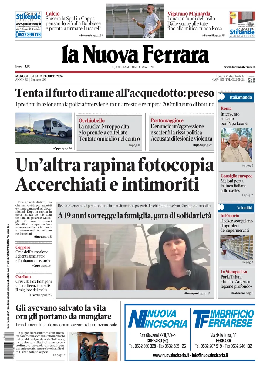 Prima-pagina-nuova ferrara-oggi-edizione-del-2026-10-14